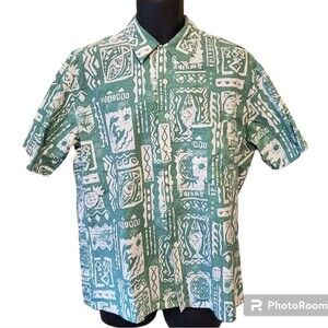 Vintage 90s Hawaiian Green shirt large
